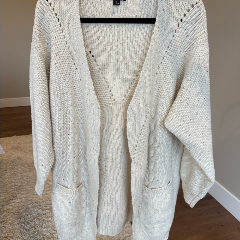 LUMIÈRE SIZE L Cozy Cream Oversized Women's Cardigan Sweater